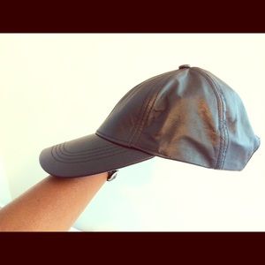 Black Real Leather Dads Hat